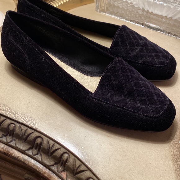 Enzo Angliolini black Swede flats , diamond pattern top - Picture 2 of 5